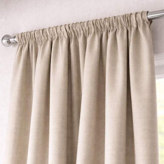 My Home Luxury Κουρτίνα Συσκότισης με Τρέσα Dellia Ecru 280x300εκ.
