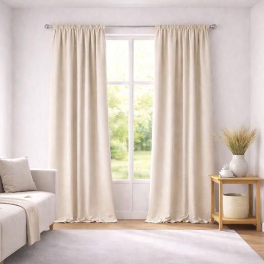 My Home Luxury Κουρτίνα Συσκότισης με Τρέσα Dellia Ecru 280x300εκ.
