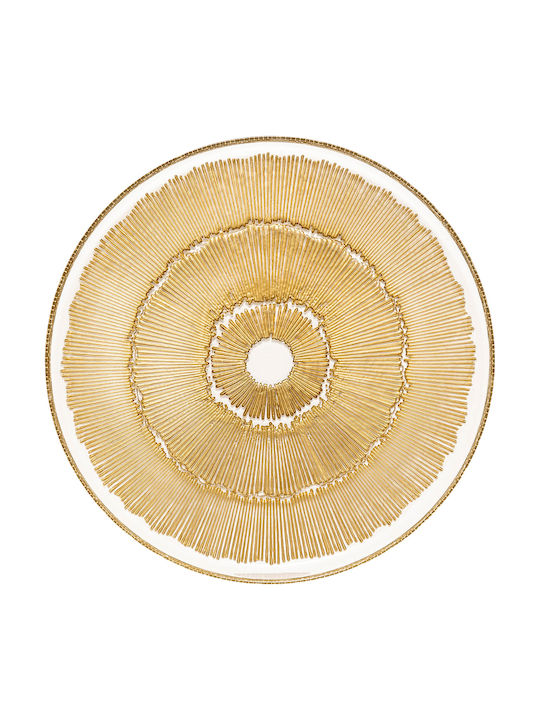 Atmosphera Celeste Shallow Glass Gold Plate With Diameter 33cm