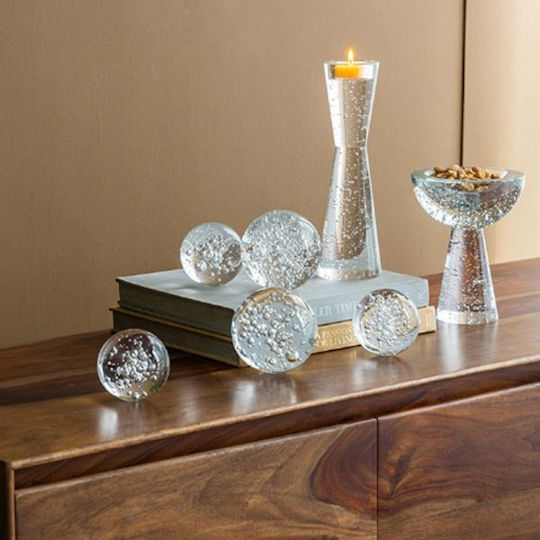 Decorative Glass Spheres Set 2 Pieces 70372-sa 9.9x9.9x9.9cm Clear Glass