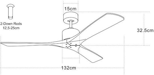 Zambelis Lights Ceiling Fan 132cm Beige / Silver