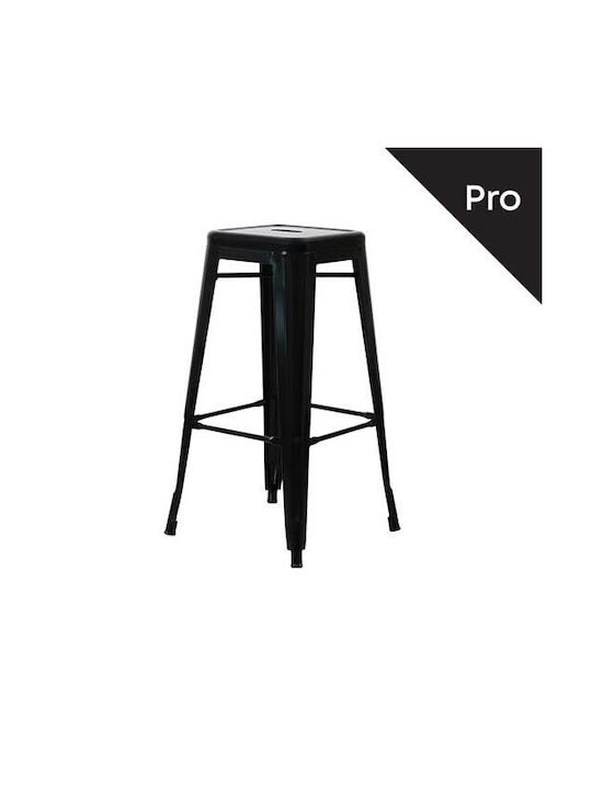 Metallic Bar Stool for Outdoor Space Relix Black 43x43x76cm