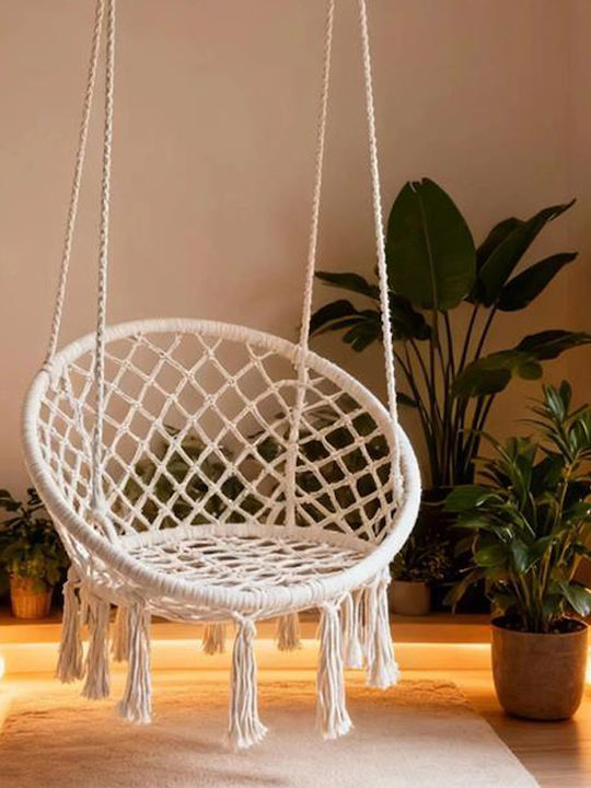 Swing Chair with Base Rattan W60xD60xH80cm White