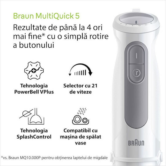 Braun MultiQuick 5 Ραβδομπλέντερ με Ανοξείδωτη Ράβδο 1000W Λευκό