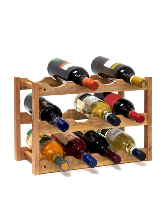 Wine Bottle Rack Relaxdays Made Walnut Wood Natural 12 Bottles 28 X 42.5 X 21 Cm