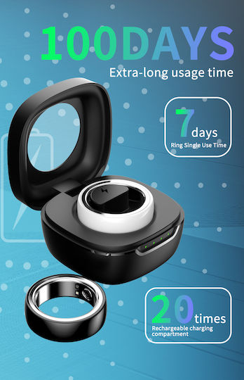 Fashion Smart Ring 18mm mit Pulsmesser Schwarz
