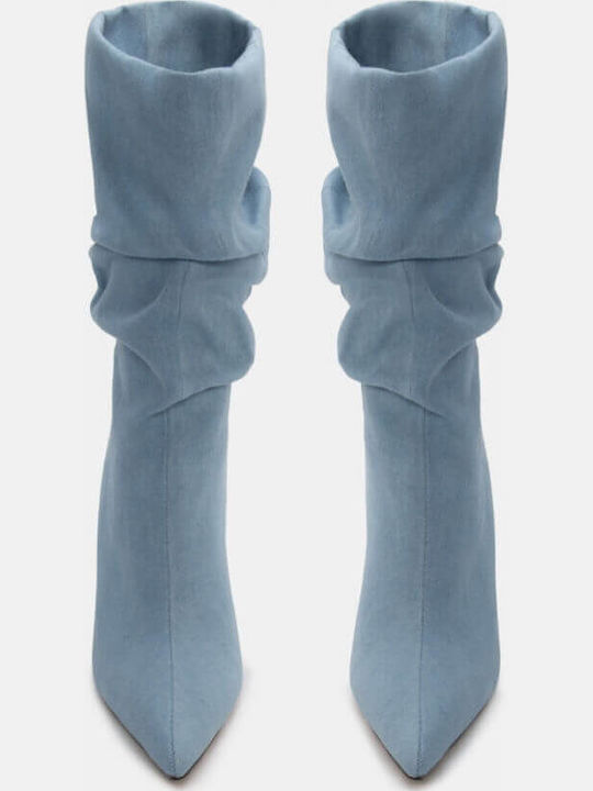 Suede High Heel Women's Boots Blue