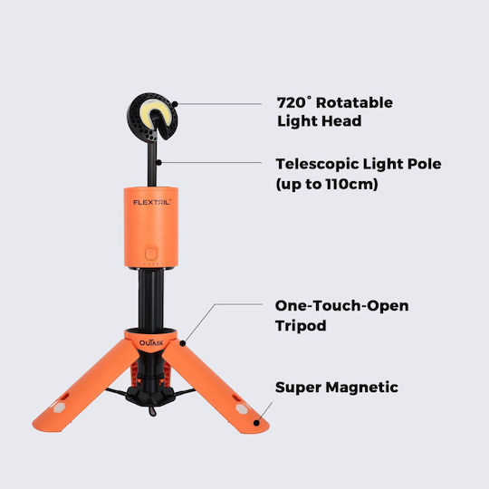 Flextail Evo Rechargeable Lantern for Camping with Flashlight Orange