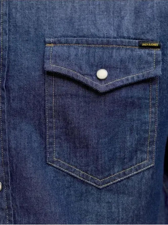 Long-sleeved Denim Shirt Dark Denim
