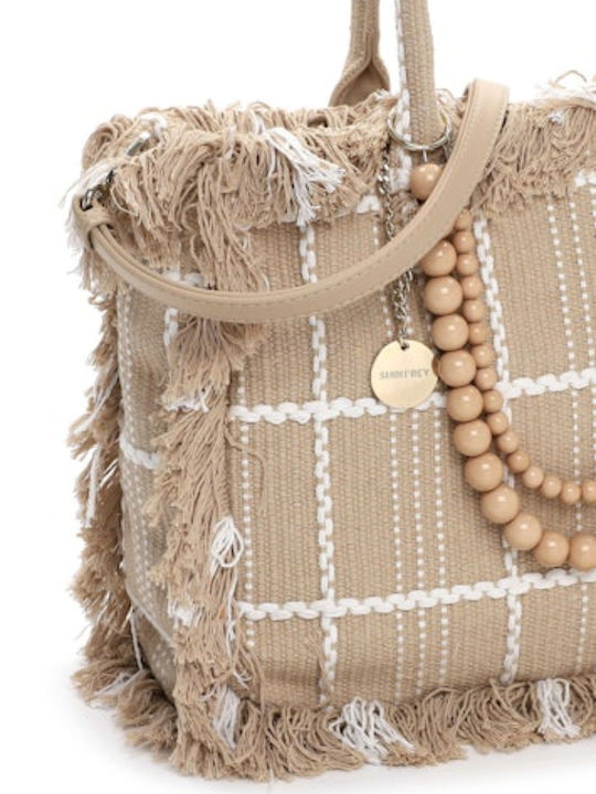 Υφασμάτινη Γυναικεία Τσάντα Shopper Ώμου Μπεζ
