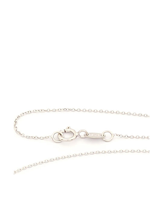 Necklace with design Tear from White gold 9 K with Zircon