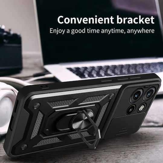 Калъф Motorola Edge 50 Skyddar Innovation Camshield Магнитен Пръстен Комплект Стикер Черен