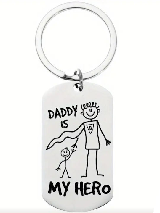 Ασημένιο Μπρελόκ “daddy Is My Hero” Ανοξείδωτο Ατσάλι