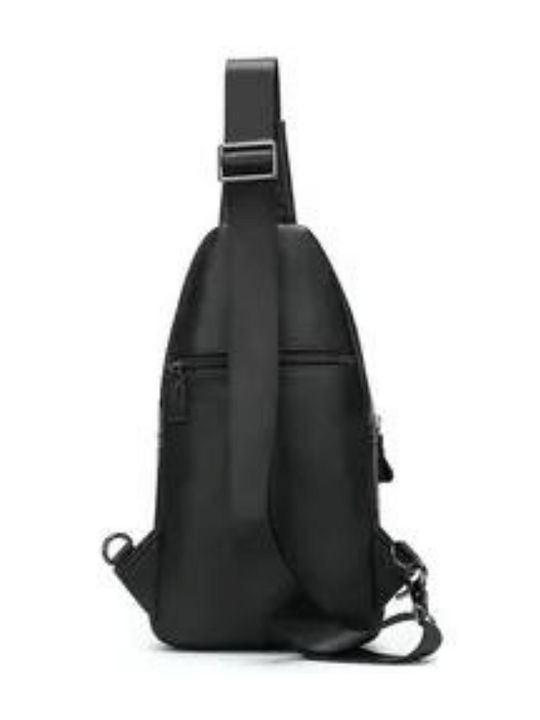 Leder Herrentasche Schulter / Crossbody Schwarz