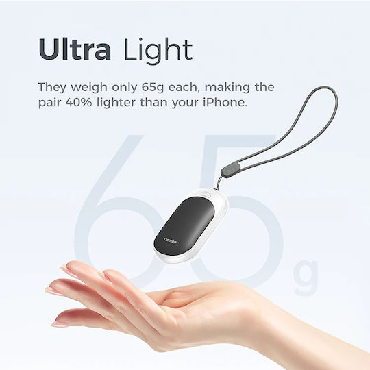 Ocoopa Portable Hand Warmers 2 in 1 Ut3 Lite Magnetic Rechargeable 10w 3 Heating Levels White Blue