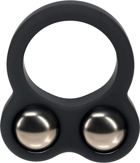 Liquid Silicone Double Weighted Ball Cockring Black