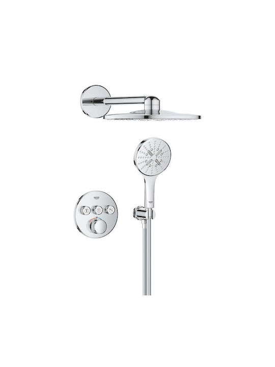 Grohe Комплект Миксер, Телефон И Душ Глава Вградени Батерии За Душ 3 Изхода Сребрист