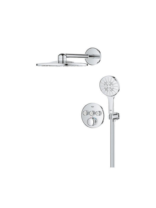Grohe Комплект Миксер, Телефон И Душ Глава Вградени Батерии За Душ 3 Изхода Сребрист