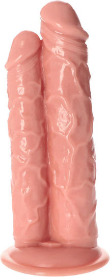 Toyz4lovers Dildo Διπλό Dildo με Βεντούζα Flesh