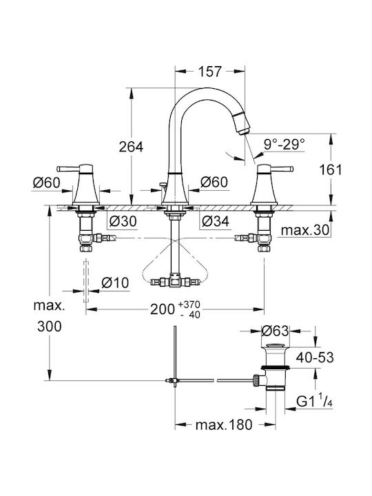 Grohe Αναμεικτική Μπαταρία Νιπτήρα Ασημί