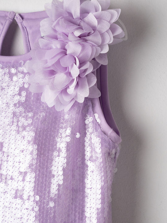 Evita Kinderkleid mit Pailletten Purple