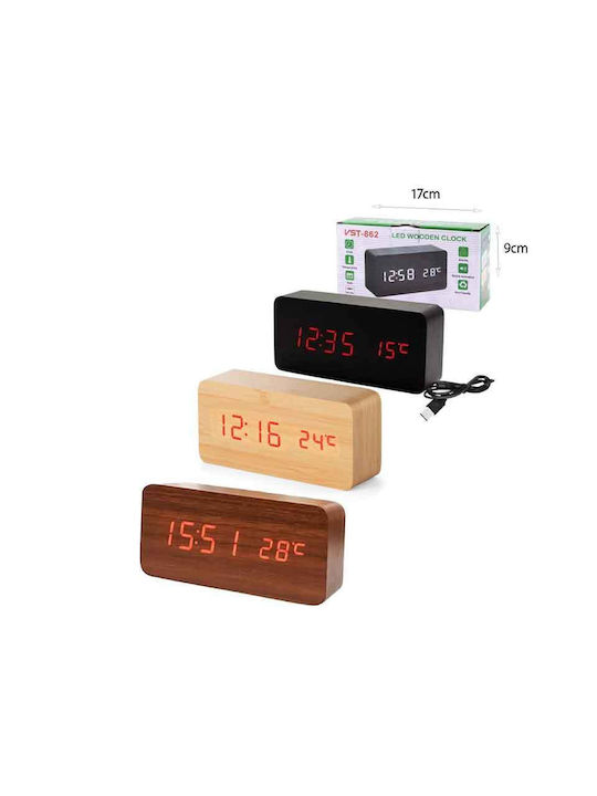 Dsplay Tischuhr Digital LED Holz mit Wecker TOPF-181935 Verschiedene Farben