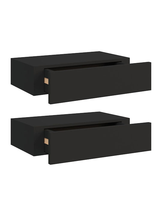 Black Wall Shelves (2 Pieces) 40x23.5x10cm
