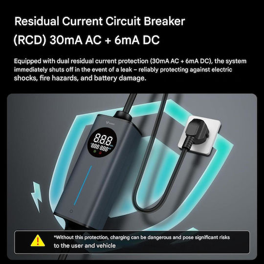 Portable Electric Car Charger 3.6kW with Built-in Cable 15m Type 2