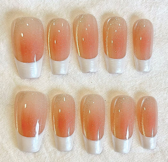 Nailvana Tipsuri Unghii False Handmade Nude Strălucitoare Autocolante (Mediu)