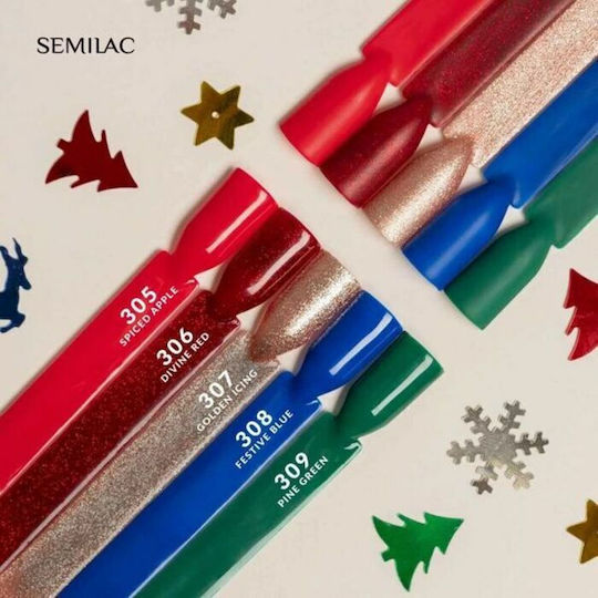 Semilac Semi-Permanent Nail Polish 306 with Glitter 7ml 1pcs