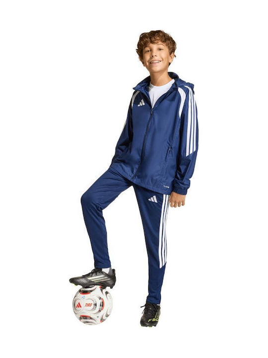 Tiro Kids Sports Jacket with Lining and Hood Navy Blue