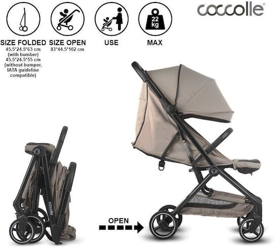 Coccolle Καρότσι Μωρού Kατάλληλο για Nεογέννητο Sierra Taupe Brown 8kg