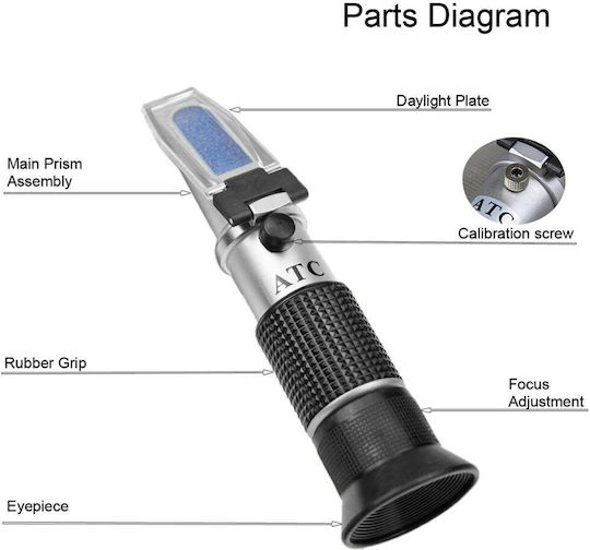 Atc Wine Refractometer Optical Brix 0-40% Baume 0-22 Vol 0-25%