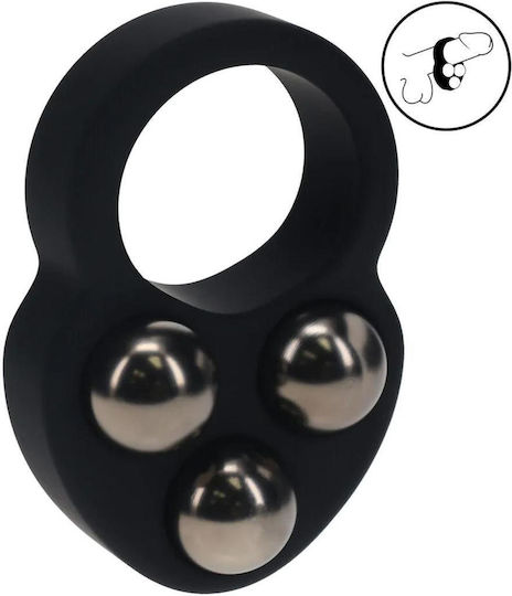 Inele Pentru Penis Negre Din Silicon Lichid Cu Bile Triple Greutate
