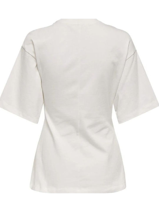 Marie Bluza Damă Bumbac Mâneci Scurte Albă