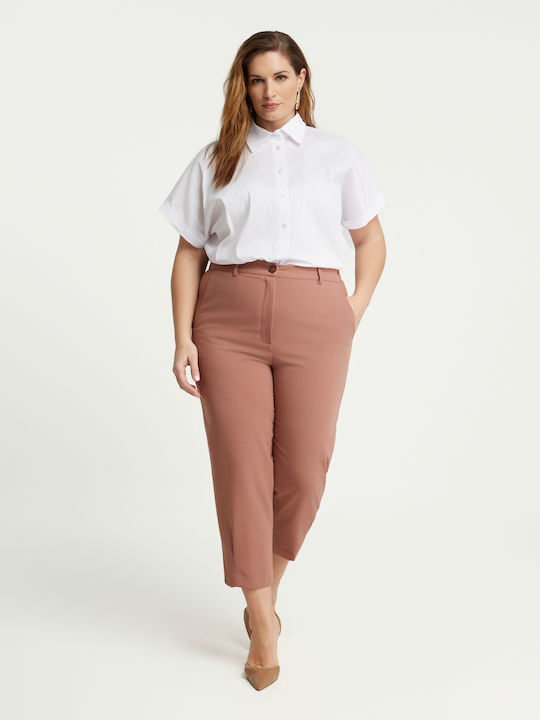 Women's Fabric Trousers Carrot Fit Pink