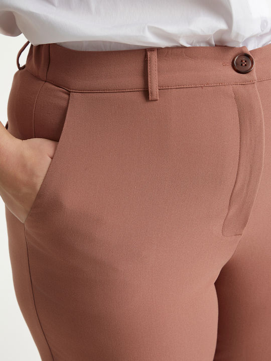Women's Fabric Trousers Carrot Fit Pink