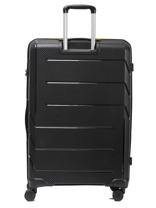 CAT Large Hard Travel Suitcase Black with 4 Wheels Height 70cm