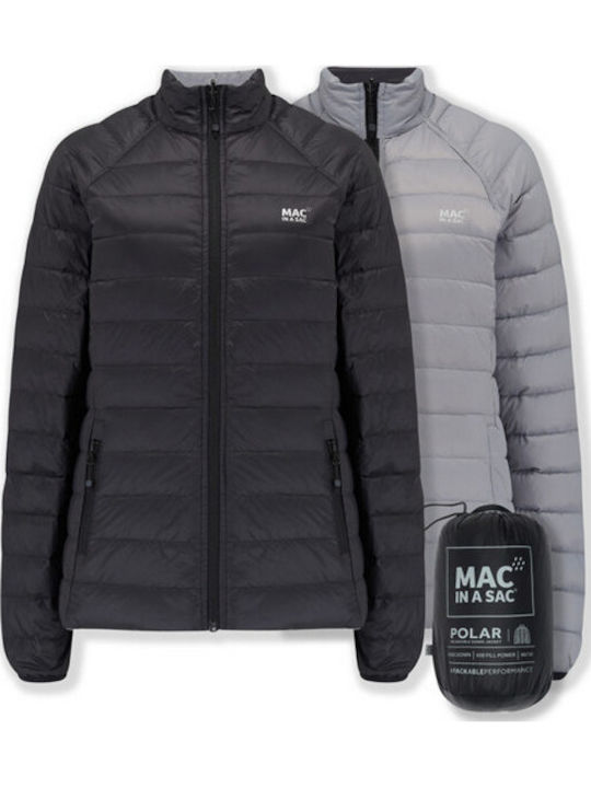 Polar Γυναικείο Puffer Μπουφάν Διπλής Όψης Αδιάβροχο για Χειμώνα Black, Grey