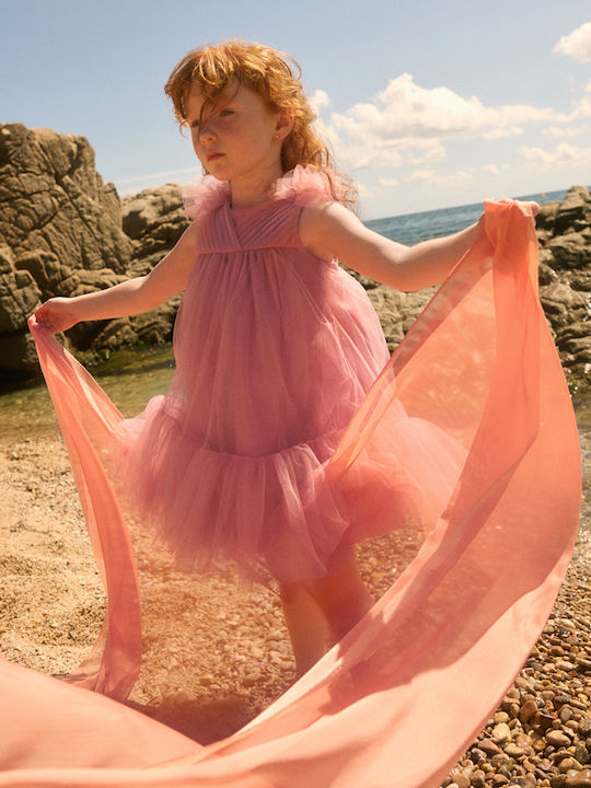 Kinderkleid Ärmellos Tüll Orchidee
