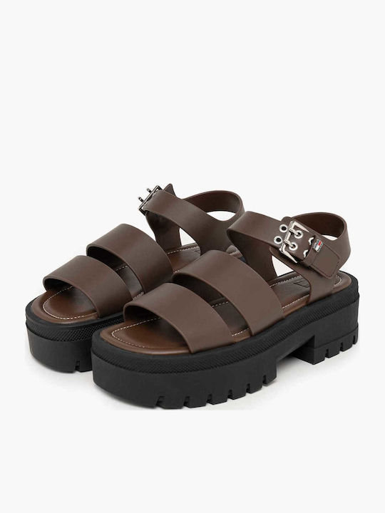 Din piele Sandale Maro