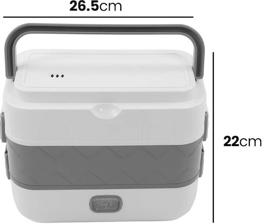 Avizar 2l Double Layer Electric Food Warmer Removable Stainless Steel Bowls White Gray