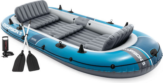 Intex Excursion Inflatable Boat Blue with Oars & Pump
