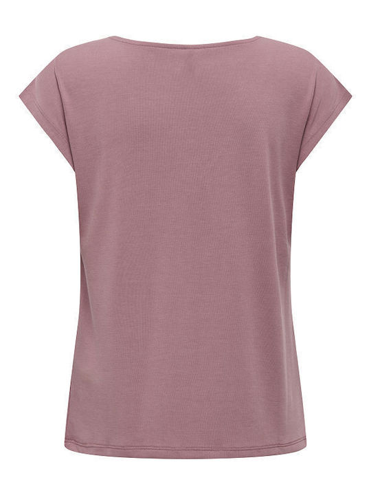 Women's Short Sleeve Blouse with V-Neckline Pink