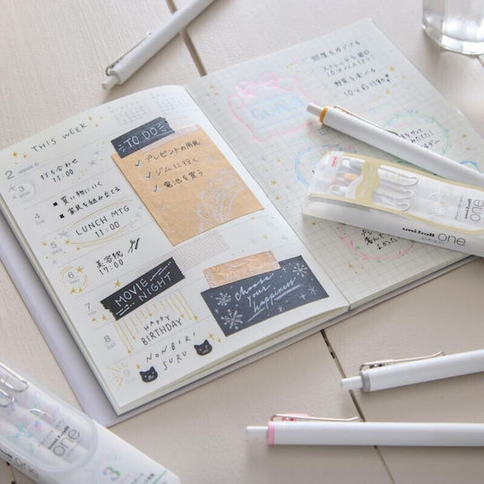 Uni Mitsubishi Gel Ballpoint Pen Uni-ball One 0.50 White Gold Silver 3-pack Umn-sc-05 Wgs3c 4902778319642