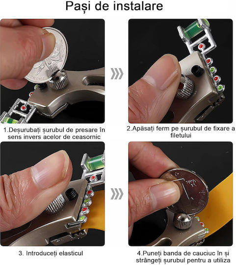 Set Praștii Benzi Praștie Queen Metalic 11,5 Cm Nivel cu Bule Mâner din Lemn Maro 200 Bile 10 Mm