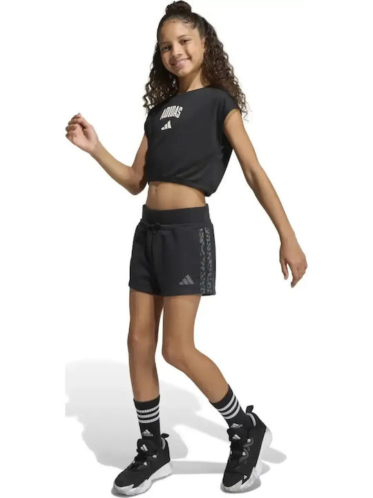 Παιδικό Crop Top Αμάνικο Black/off White