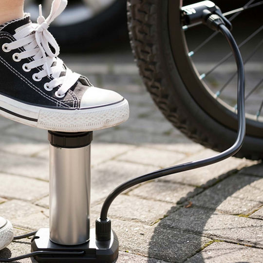 Avizar 17x4.5см Компактна Крачна Помпа До 100 Psi За Велосипед Мотоциклет Черна Сребриста