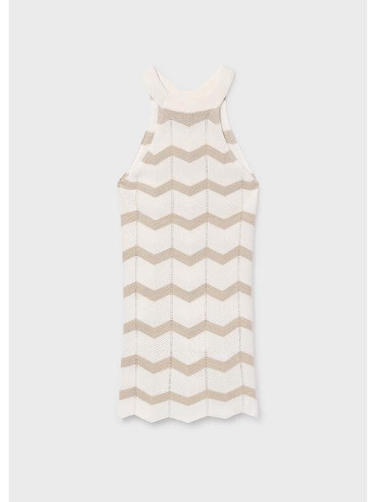 Mädchenkleid Ärmellos Gestrickt Ecru