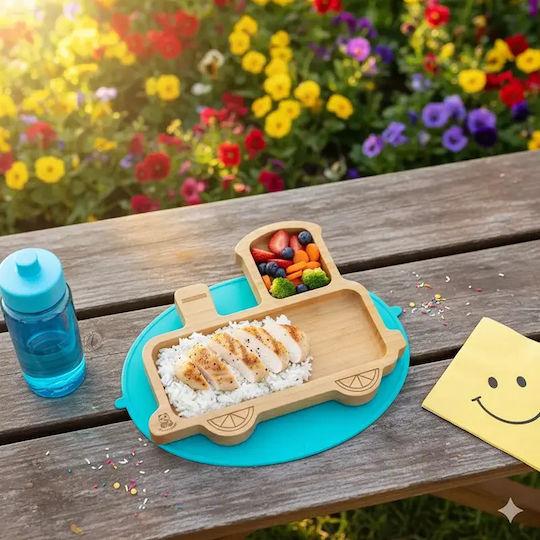 Pandaboo Baby Food Plate made of Bamboo Orange
